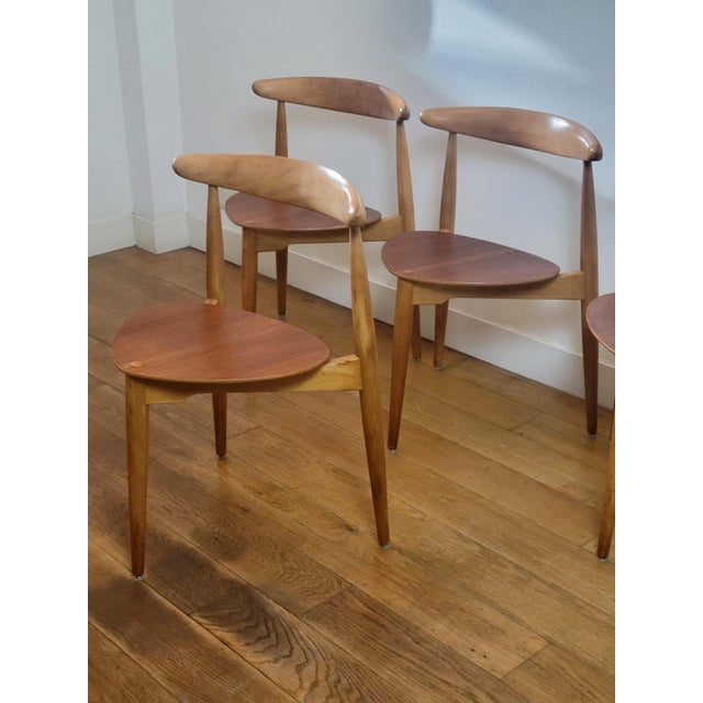 FH4103 Heart Chairs for Fritz Hansen by Hans J. Wegner, 1960s, Set of 4, in Very Good conditions. Designed 1950 to 1959 I...