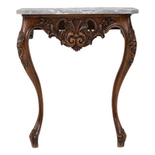 19th Century French Wooden Console Table With Marble Top For Sale