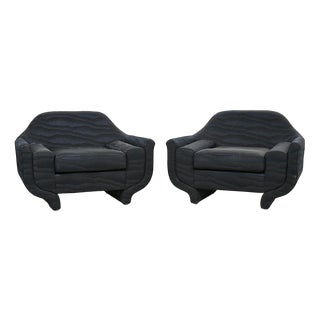 Set of Armchairs in Pleated Fabric For Sale