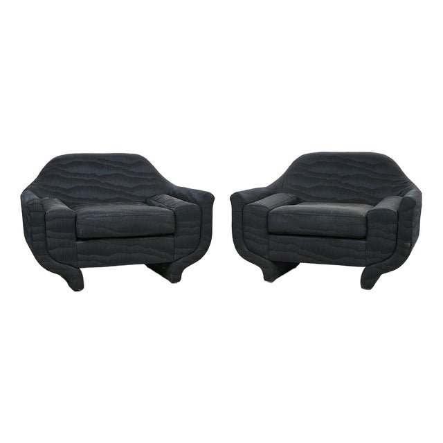 Set of Armchairs in Pleated Fabric For Sale