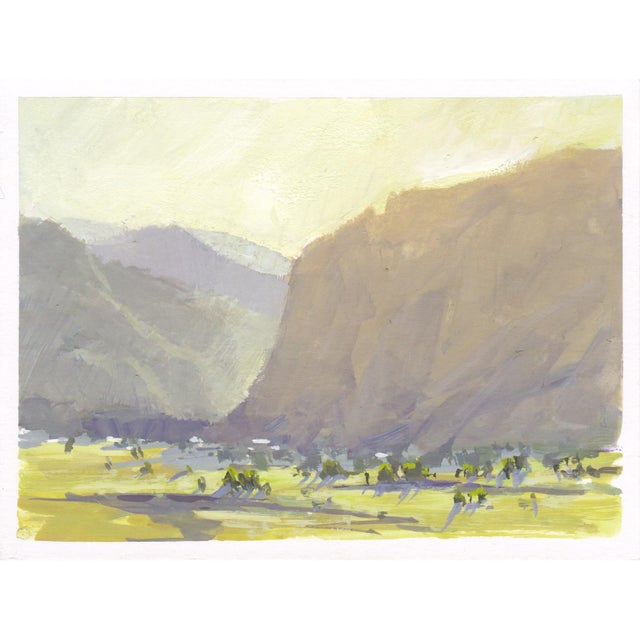 This gouache painting captures the serene beauty of Eldorado Canyon, with soft, muted hues blending to depict the rugged...