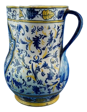Antique Renaissance Majolicated Ceramic Jug Vase by Montelupo Fiorentino