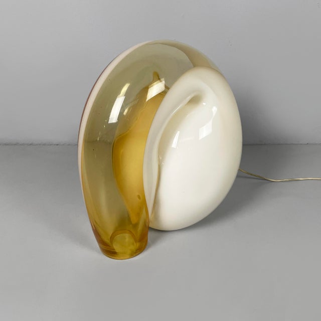 Italian Modern Yellow and Opaline Glass Table Lamp, 1970s For Sale - Image 6 of 14
