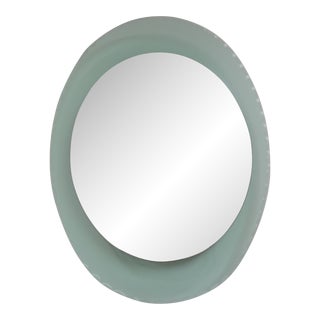 1960s Italian Fontana Arte Inspired Beveled Glass Mirror For Sale