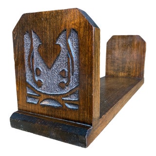 Handmade Antique Carved Walnut Arts & Crafts Art Nouveau Bookcase Bookstand For Sale