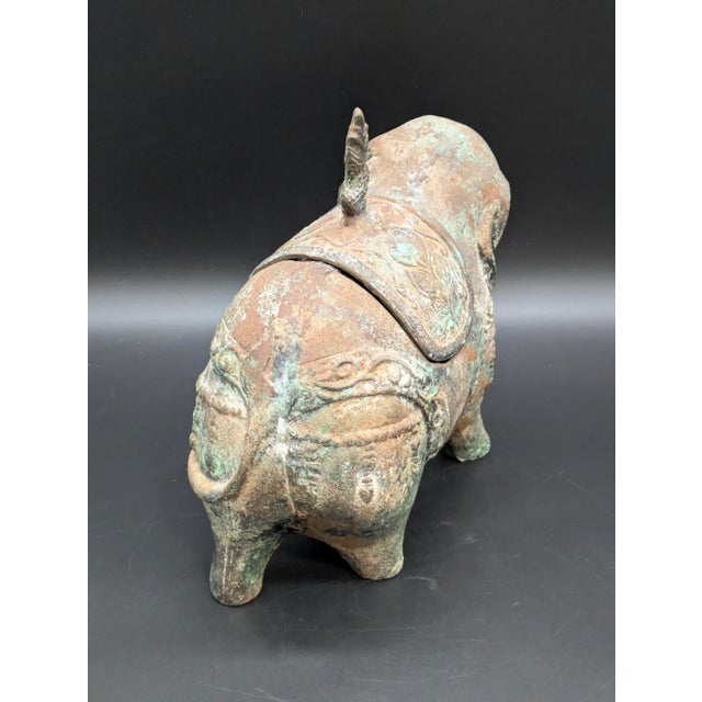1960s Chinese Cast-Metal Elephant Ritual Jar For Sale In Portland, OR - Image 6 of 11