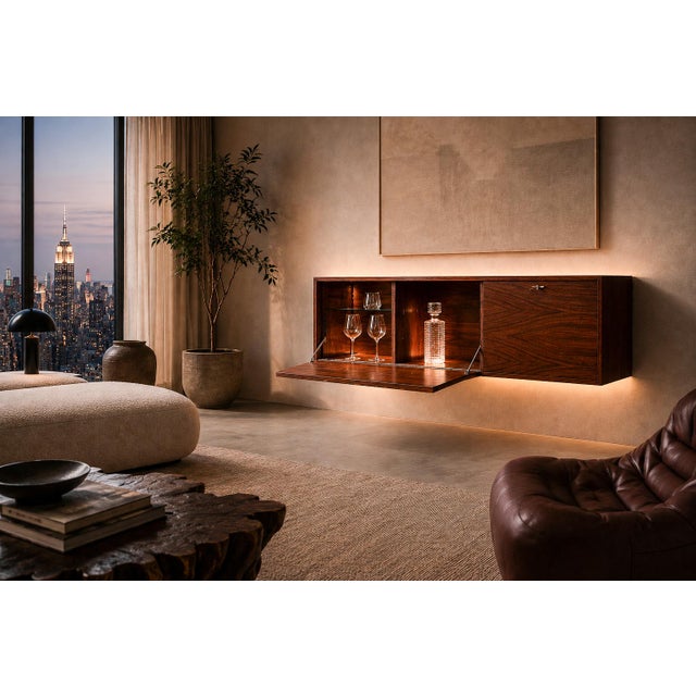 Mid-Century Modern Brazilian Modern Floating Bar / Sideboard in Hardwood by Carlo Hauner, 1950s For Sale - Image 3 of 18