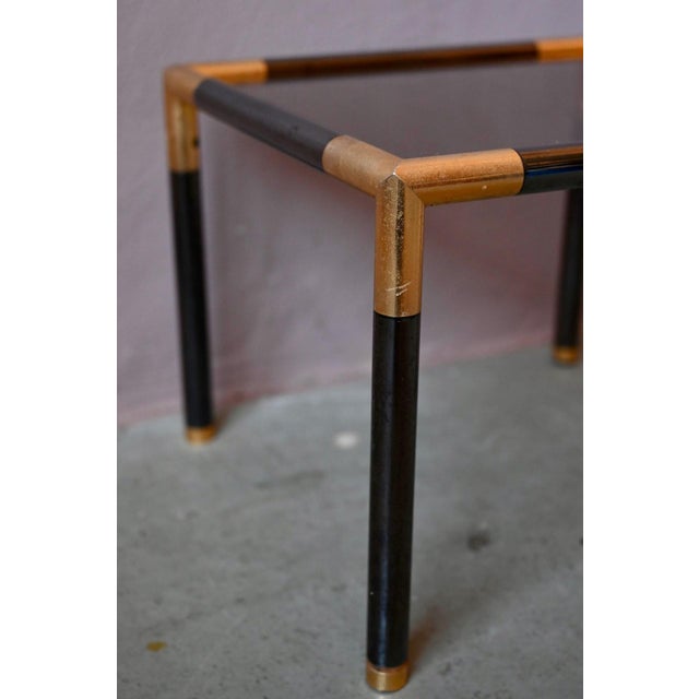 Italian Modern Side Table in Black and Gold Metal with Smoked Glass, 1970s For Sale - Image 10 of 14