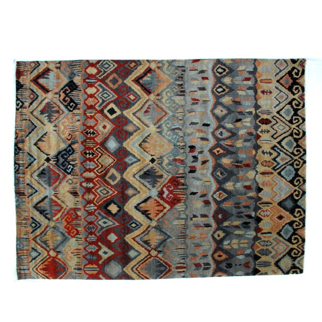 Wool pile genuine hand woven Modern style Rug in mint condition. This masterpiece is a true art on the floor.
