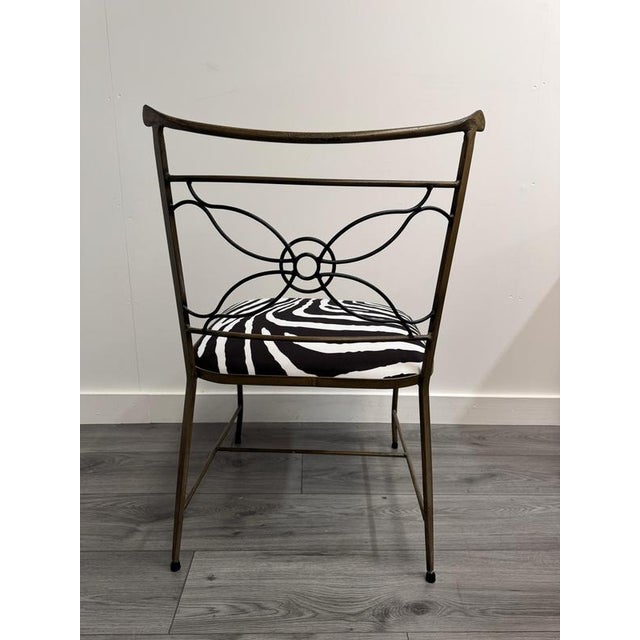 Metal Iron Chairs in Zebra Print Velvet by Rene Prou, 1940s, Set of 2 For Sale - Image 7 of 9