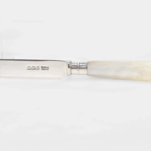 Antique English Sterling Silver & Mother-of-Pearl Cased 24-Piece Dessert Service For Sale - Image 14 of 18