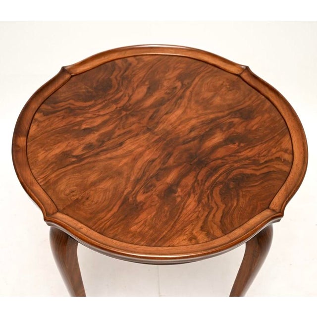 Vintage Figured Walnut Pie Crust Coffee Table, 1920 For Sale - Image 6 of 7