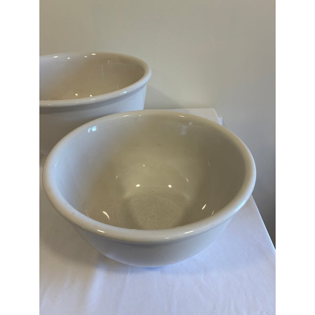 White Vintage White Stoneware Nesting Mixing Bowls, Set of 3 For Sale - Image 8 of 9