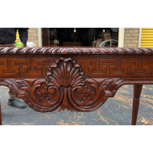 Brown English Georgian Style Mahogany Console Table - Greek Key Frieze Paw Feet For Sale - Image 8 of 10