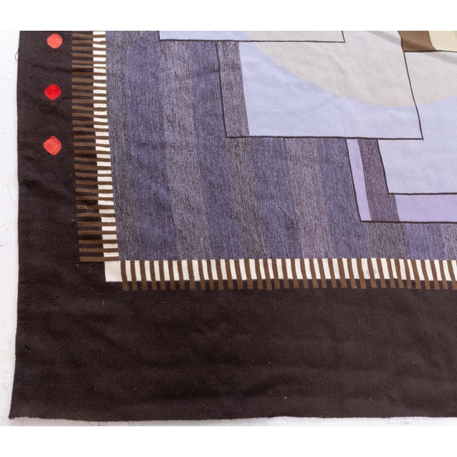 Textile Modern Deco Flat Weave Wool Runner Inspired by Frank Lloyd Wright For Sale - Image 7 of 9