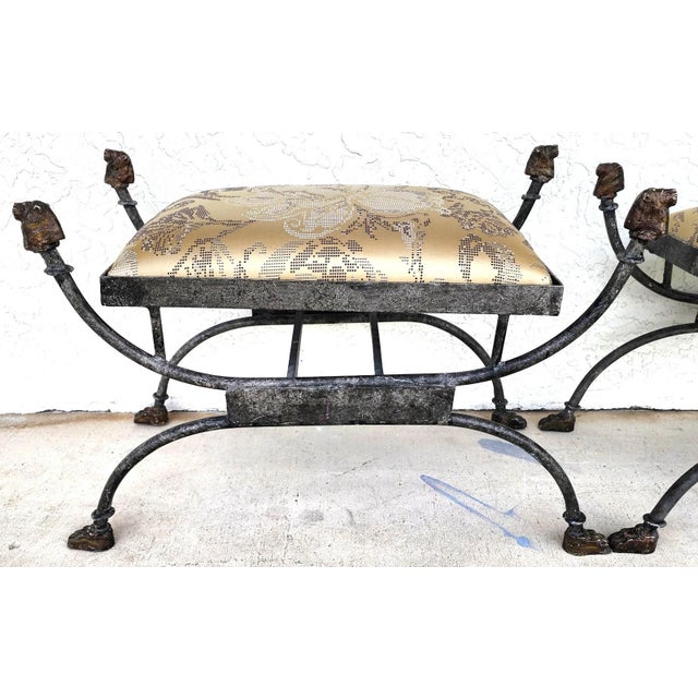 Curule Bench Footstool With Lion Motif For Sale - Image 4 of 16