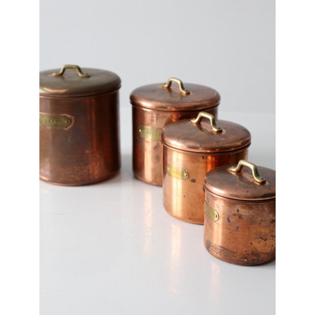 Vintage Copper Kitchen Canisters Set of 4 For Sale - Image 11 of 12