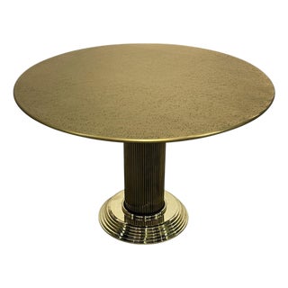 Round Center of Dining Table on Brass with Relief Top, 1970s For Sale
