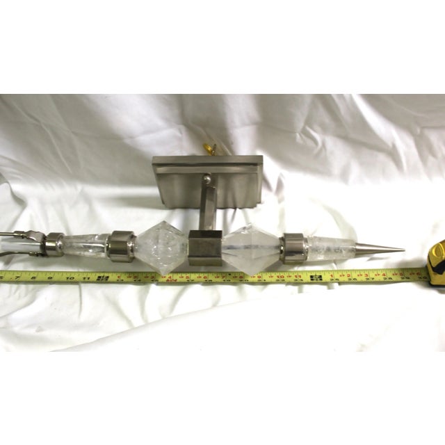 Silver 1990s Modern Rock Crystal Sconces Pair For Sale - Image 8 of 11