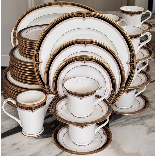 Art Deco Estate Noritake Gold & Sable Fine China Set - 52 Pieces For Sale - Image 3 of 15