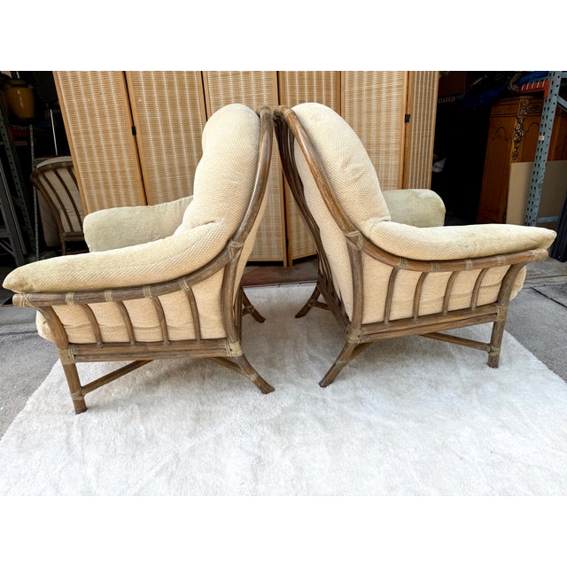 Mid-Century Modern Pair of Vintage McGuire San Francisco Rattan & Rawhide Lounge Chairs For Sale - Image 3 of 17