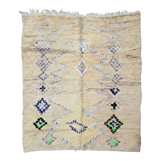 Camel Handwoven Berber Wool Rug - 7.8 X 6.2 Ft For Sale