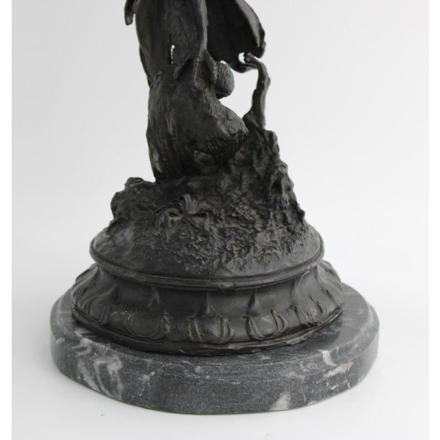 Metal Antique French Bronze Sculpture of Eagle Falcon by Jules Moigniez, Large 24" For Sale - Image 7 of 15