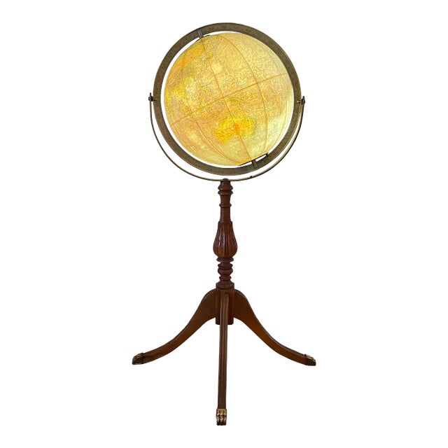 Glass George F. Cram Unrivaled Terrestrial Illuminated Stand Up Floor Globe For Sale