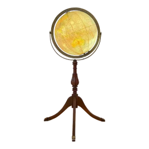Glass George F. Cram Unrivaled Terrestrial Illuminated Stand Up Floor Globe