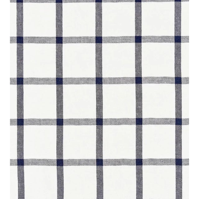 The House of Scalamandré Wilton Linen Check Fabric, Navy For Sale