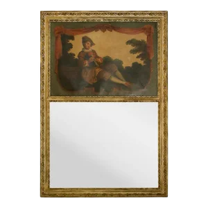 19th century French Painted and Giltwood Trumeau Mirror