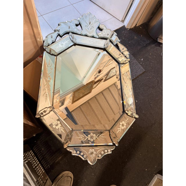 Silver Vintage Venetian Mirror, 1950s For Sale - Image 8 of 8