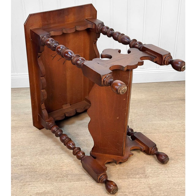 Antique Colonial Bird's Eye Maple Turned Occasional Table For Sale - Image 11 of 11