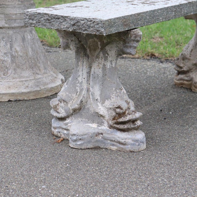 Stone Garden Set with Table and Two Benches, Set of 3 For Sale - Image 7 of 13