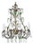 Late 19th Century French Brass Chandelier with Clear & Green Crystals For Sale