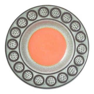 Vintage Stoneware Bowl with Orange Glazed Centre by Mari Simmulson for Upsala-Ekeby, 1960s For Sale
