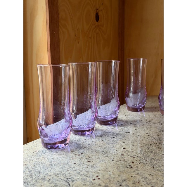 Mid-Century Neodymium Alexandrite Glass Highball Tumblers Set of 6, 1970, Set of 6 For Sale - Image 4 of 13