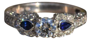 The Orana: Ladies Ornate Diamond and Sapphire Engagement Ring in 14K