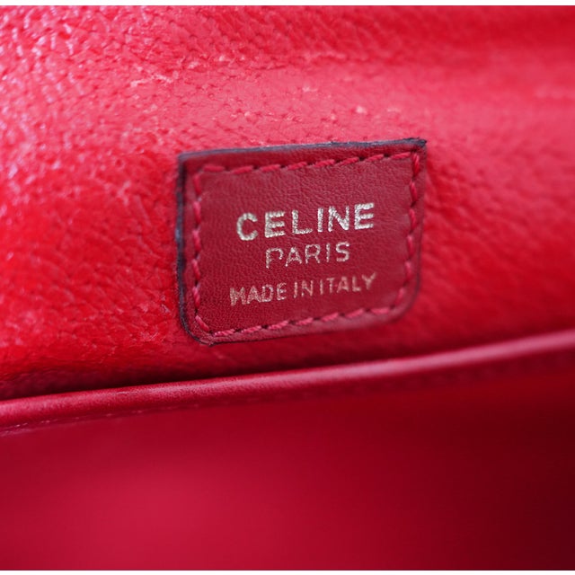 Vintage Celine Red Leather Vanity Case / Cosmetic Clutch With Gold Hardware For Sale - Image 14 of 14