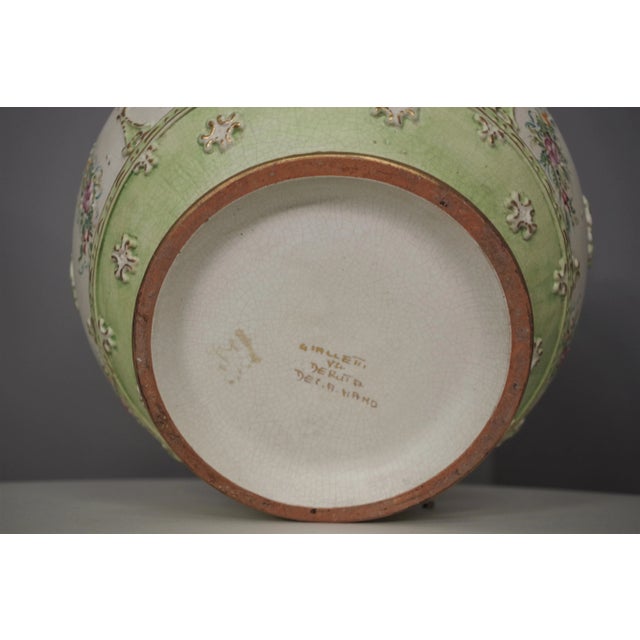 Green Hand-Decorated Ceramic Vase from G. Deruta, 1970s For Sale - Image 8 of 10