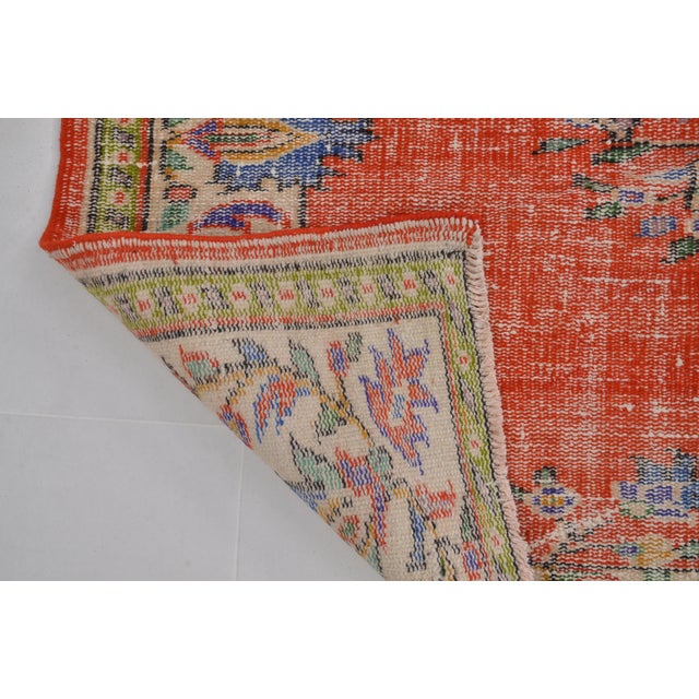 Orange Ethnic Vintage Wool Carpet For Sale - Image 9 of 10