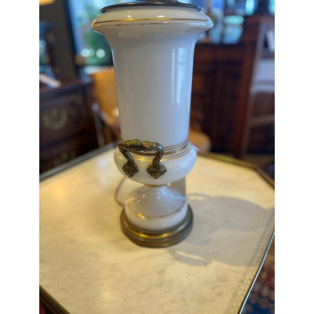 Circa 1950 French White Opaline Lamp For Sale - Image 4 of 6