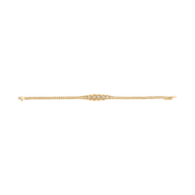 10K Yellow Gold 1/4 Cttw Round-Cut Diamond Basket Weave Rope Chain Style 7" Bracelet For Sale - Image 4 of 6