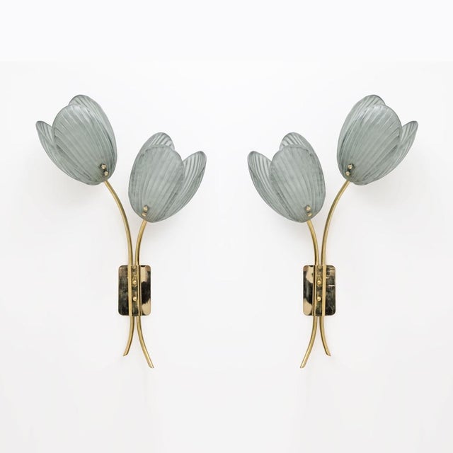 Murano Glass and Brass Tulips Sconces, 2000s, Set of 2 For Sale - Image 11 of 11