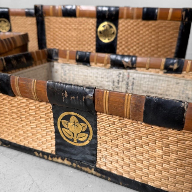 Black Japanese Woven Kōri Storage Baskets, 1890s, Set of 5 For Sale - Image 8 of 18
