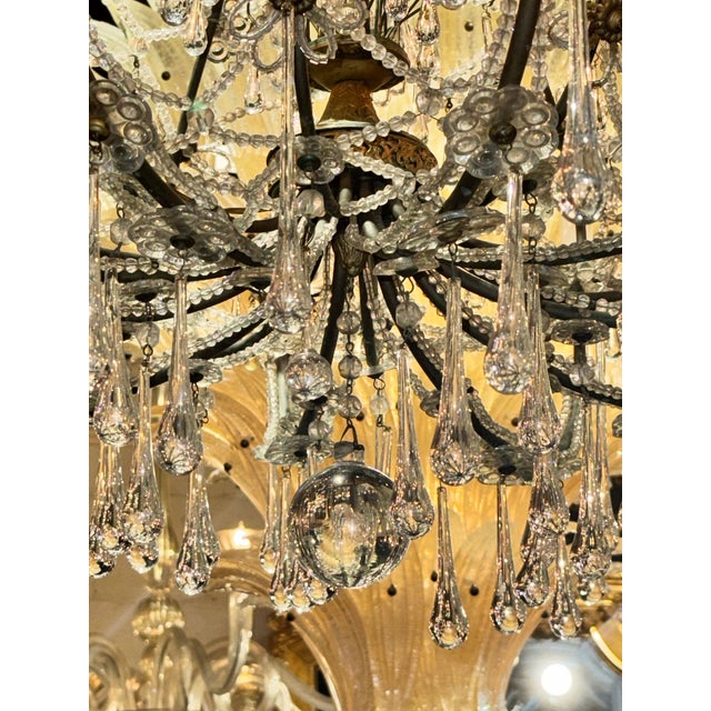 Metal 19th C. French Beaded Crystal Basket Chandelier For Sale - Image 7 of 8