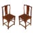 Pair of Asian Wood Chairs in With Carved Square Motif For Sale