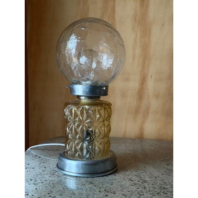 Mid-Century Modern Textured Glass Globe Table Lamp, 1969 For Sale - Image 11 of 11