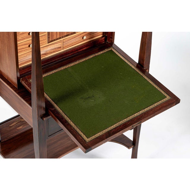 Brown Antique Art Nouveau Scottish Mahogany Floral Secretary Cabinet For Sale - Image 8 of 17