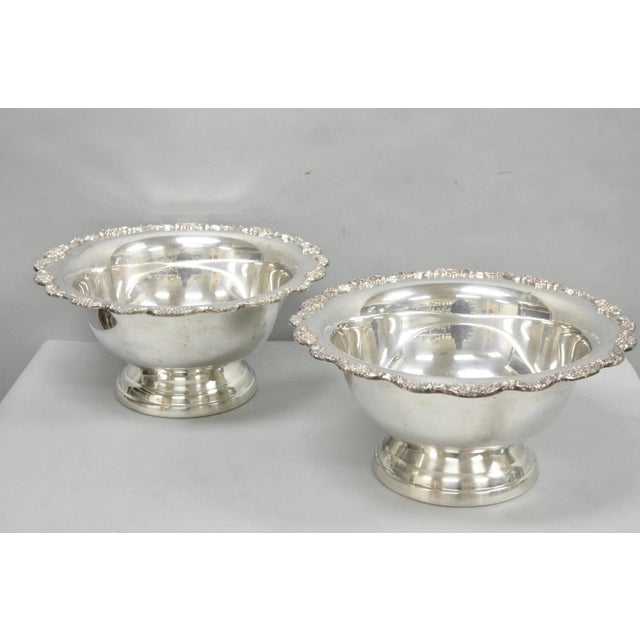 Victorian Mid 20th Century Towle Victorian Silver Plated Punchbowl Champagne Chiller Ice Bucket - A Pair For Sale - Image 3 of 17